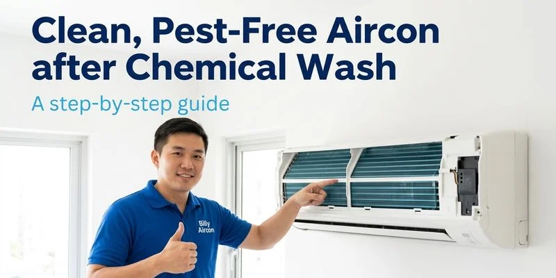 Clean and pest-free aircon unit after professional chemical wash and sealing