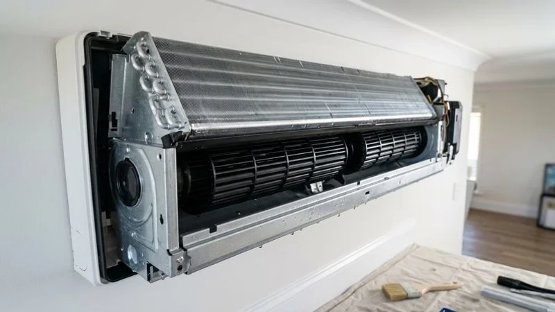 Fujitsu evaporator coil and fan blower after chemical wash by Billy Aircon Singapore