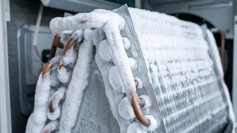 Ice formation on evaporator coil due to low refrigerant