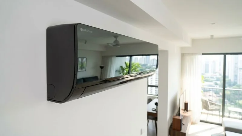 LG Artcool designer aircon unit installed in a Singapore condo living room