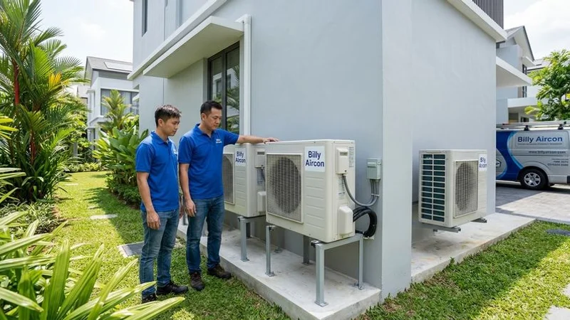 Multiple condenser units installed at landed property